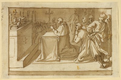 Saint Charles Borromeo Venerating the Relics by Cesare Nebbia