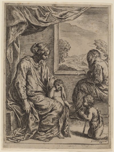 The Holy Family with Saint John the Baptist by Cesare Roberti, after Simone Cantarini
