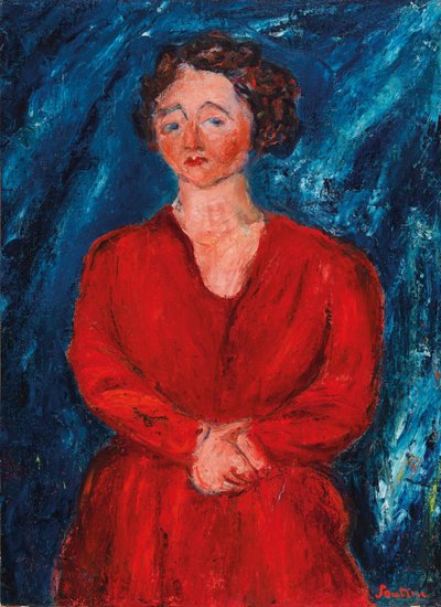 The Woman in Red on Blue Background, ca 1928 by Chaim Soutine