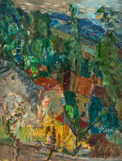 Townscape with Cypress Trees, South of France, 1920s-1930s by Chaim Soutine