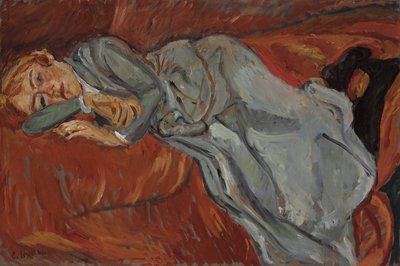 Woman Lying on a Red Couch by Chaim Soutine