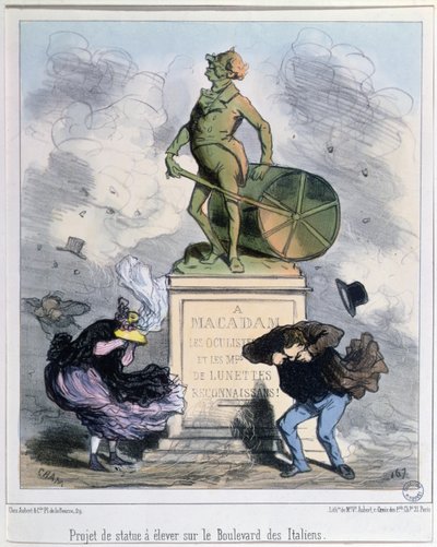 Project to erect a statue in honour of Macadam on the Boulevard des Italiens, Paris by Amédée de Noé