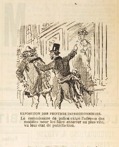 The police commissioner demands the address of the models to bury them, 1877 by Cham