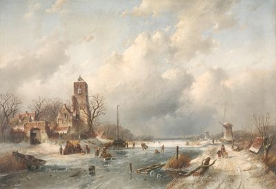 Winter Scene by Charles-Henri-Joseph Leickert