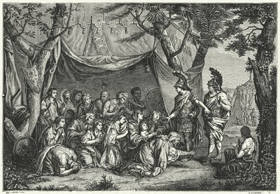 The Queens of Persia at the Feet of Alexander (engraving) by Charles (after) Le Brun
