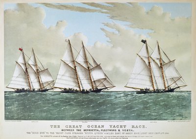 Great Ocean Yacht Race of 1866 between the Henrietta, Vesta & Fleetwing, published by Currier & Ives by Charles (after) Parsons