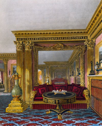 Golden drawing room, Engraving from The History of the Royal Residences by Charles (after) Wild