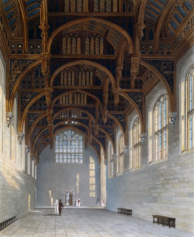 Gothic Hall, Engraving by William James Bennett, From The History of the Royal Residences by Charles (after) Wild