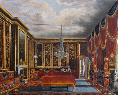 Japanese room, Engraving by Richard Reeve, Based on design by Charles Wild, From The History of the Royal Residences by Charles (after) Wild