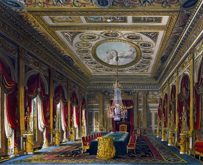 Throne Room, Engraving from The History of the Royal Residences by Charles (after) Wild