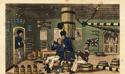 Midshipman Newcome Confined in Iron Chains in the Gun Room for Hitting Doctor Pestle by Charles (c.1797 1850) (after) Williams