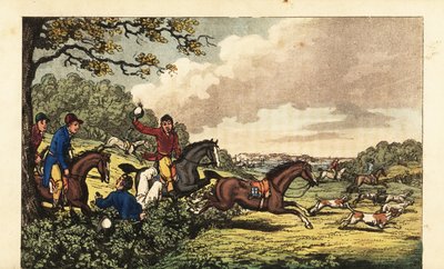 Midshipman Newcome Falls into a Hedge While Fox Hunting Near Bertram Hall by Charles (c.1797 1850) (after) Williams