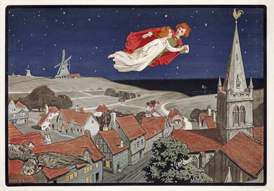 Peter and Wendy Flying from Peter Pan by J.M. Barrie by Charles A. Buchel