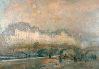 The Monnaie Lock in Winter Sunshine, Paris by Charles Albert Lebourg
