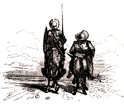 Don Quixote on His Horse, Next to Sancho on His Donkey by Charles Albert d