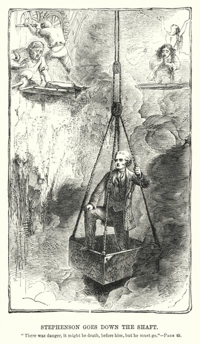 Stephenson goes down the shaft (engraving) by Charles Altamont Doyle