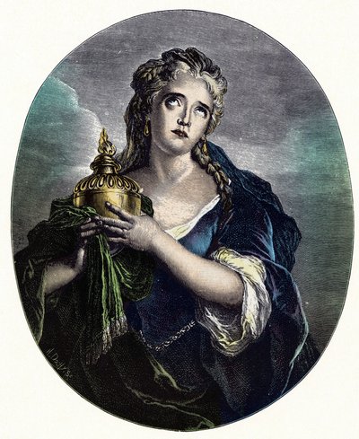 Adrienne Lecouvreur, French actress in the role of Cornelia in Mort de Pompee by Pierre Corneille by Charles Antoine (after) Coypel