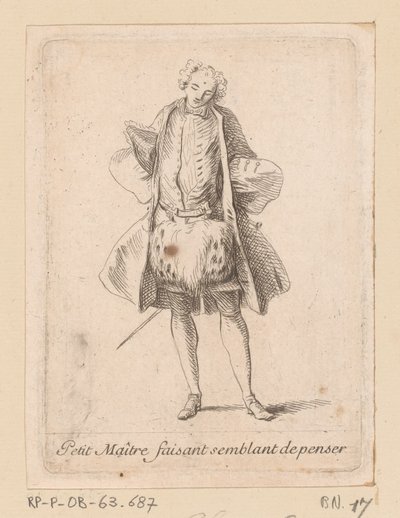 Standing Nobleman Seen from the Front (Petit Maître Pretending to Think) (Figures de modes) by Charles Antoine Coypel