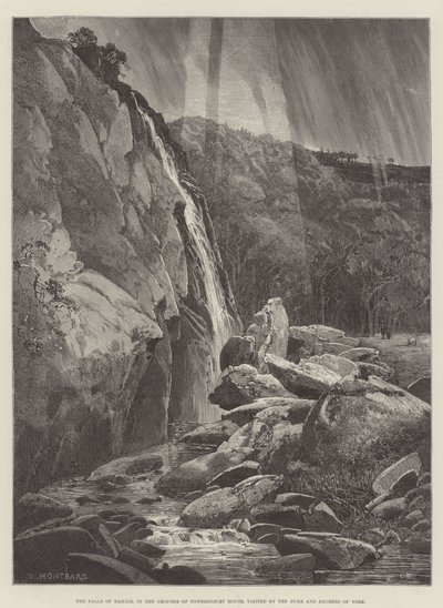 The Falls of Dargle, in the Grounds of Powerscourt House, visited by the Duke and Duchess of York by Charles Auguste Loye