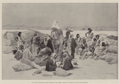 The Nubian Trade Route from Korosko to Abu Hamed, Halt of a Caravan of Arabs and Bishareen by Charles Auguste Loye