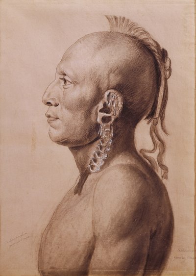 Cachasunghia, an Osage Warrior by Charles Balthazar Julien Févret de Saint Mémin