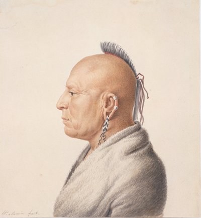 Osage Warrior by Charles Balthazar Julien Févret de Saint Mémin