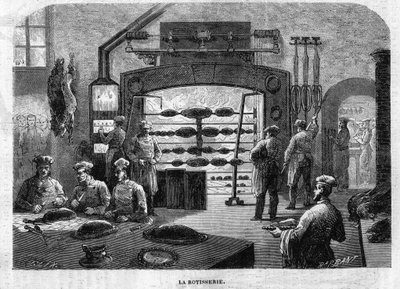 The Rotisserie of the Kitchens of the Palais des Tuileries in 1864. Engraving by F. Lix and Barbant from a Drawing by Moullin by Charles Barbant