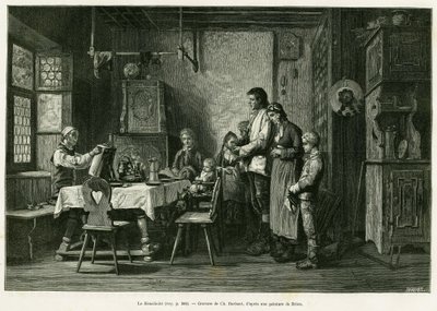 The Benedictine. Barbant engraving after a painting by Brion, to illustrate the story 