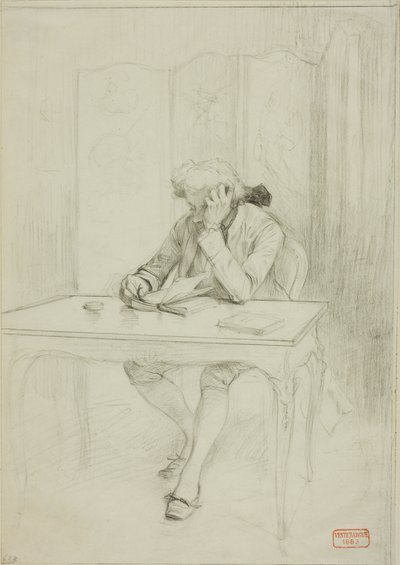 Man in Eighteenth-Century Dress, Seated at Table and Reading by Charles Bargue