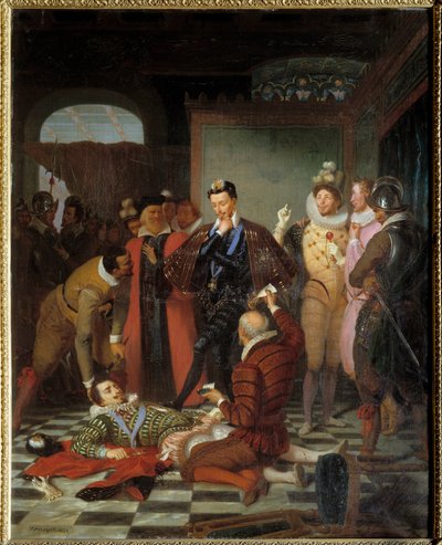 Henry III King of France Pushing the Body of Henri I of Lorraine, Duke of Guise Called the Balafre After His Assassination at the Castle of Blois by Charles Barthelemy Durupt