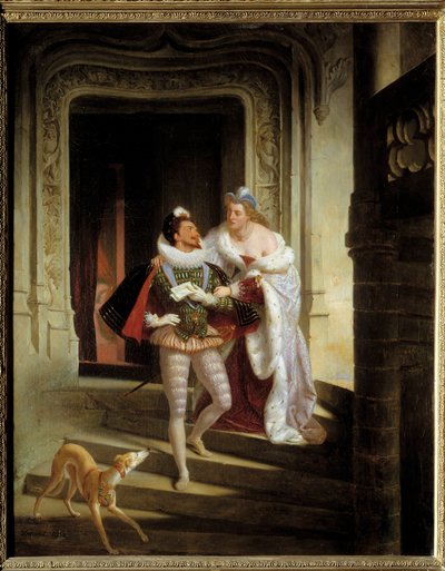 The Marquise of Noirmoutiers, Charlotte de Beaune Semblancay Seeking to Dissuade Henry I of Lorraine, Duke of Guise, from Going to the Assembly of the States of Blois Before His Assassination in 1588 by Charles Barthelemy Durupt