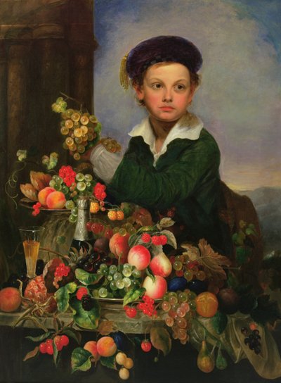 Boy with Still Life, c.1855 by Charles Baum