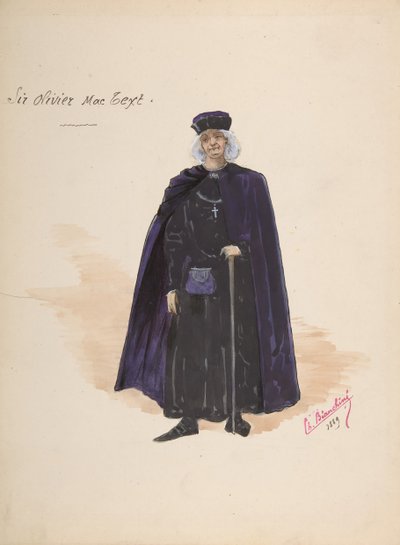 Costume for Sir Olivier McText, Descriptive Sheet of Accessories by Charles Bianchini