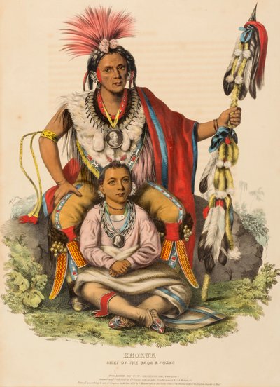 KEOKUK. CHIEF OF THE SACS AND FOXES, from History of the Indian Tribes of North America by Charles Bird King