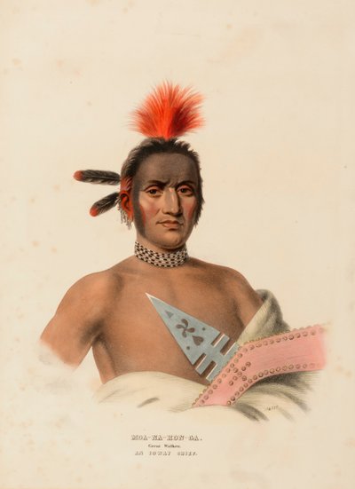 Moa-na-hon-ga, Great Walker, an Ioway Chief, from History of the Indian Tribes of North America by Charles Bird King