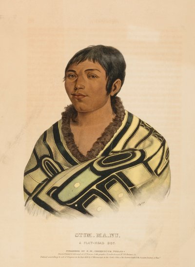 STUM-MA-NU, A FLAT-HEAD BOY, from History of the Indian Tribes of North America by Charles Bird King