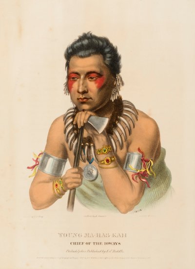 Young Ma-Has-Kah, Chief of the Ioways, from History of the Indian Tribes of North America by Charles Bird King