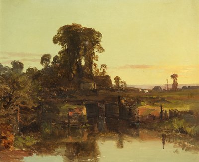 An Old Lock on the Thames, Evening by Charles Branwhite