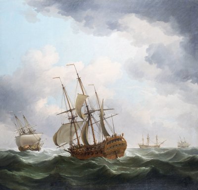 A British Trading Ship from the East India Company, Caught in a Storm Wind by Charles Brooking