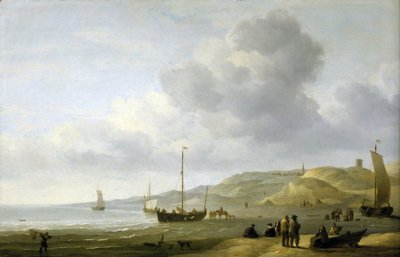 Scene on the Shore Near Scheveningen, Holland by Charles Brooking