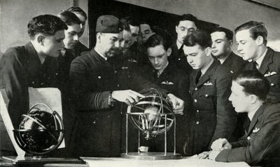 RAF personnel learning navigation during the Second World War by Charles Brown