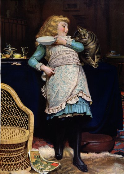 Child with Cat by Charles Burton (after) Barber