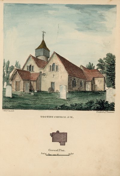 South west view of Tooting Church by Charles Burton