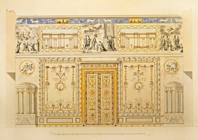Elevation of a Doorway Wall, Lyons Drawing-Room, Catherine Palace at Tsarskoye Selo, early 1780s by Charles Cameron