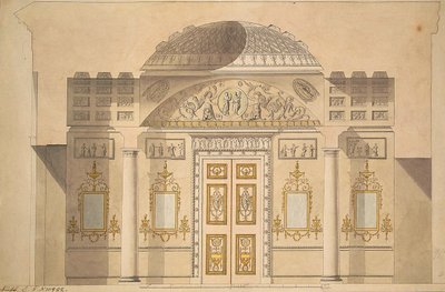 Elevation of the Mirror Wall in the Jasper Study of the Agate Pavilion at Tsarskoye Selo by Charles Cameron