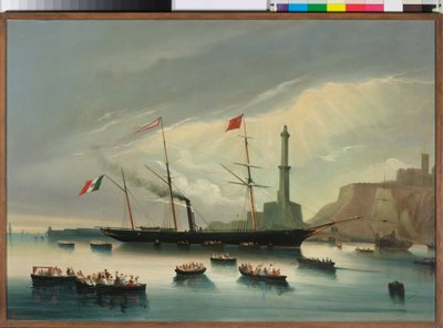 The arrival in Genoa of the steamer Cagliari by Charles Cheri Dubreuil