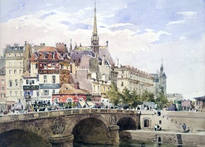 Paris by the Pont Saint-Michel, Sainte-Chapelle and the Palais de Justice by Charles Claude Pyne