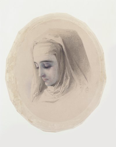 Head Study for Convent Thoughts by Charles Collins