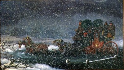 A Stagecoach Fording a Stream in a Snowstorm by Charles Cooper Henderson