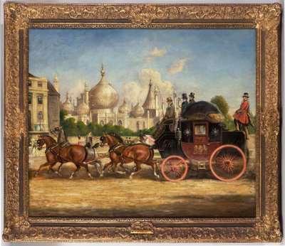 The London-Brighton Mail Coach in Front of the Royal Pavilion, Brighton by Charles Cooper Henderson